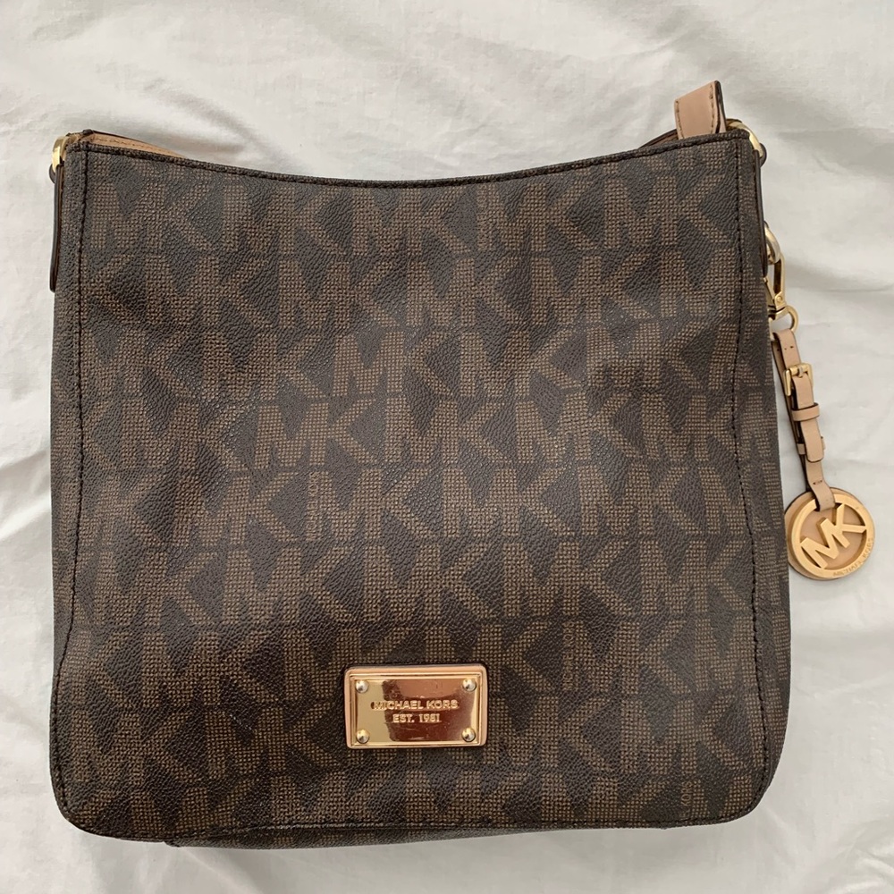 Michael Kors Large Brown/Gold Leather Crossbody Bag
